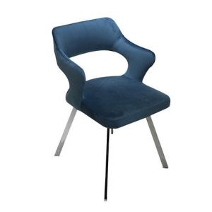 Velvet Seater Chrome Metal Leg Contemporary Velvet Chair