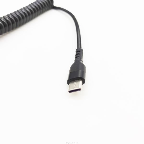 Spring Coiled USB C Cable USB A Male To Type C Male Cable Fast Charging Data Coil Retractable Cable