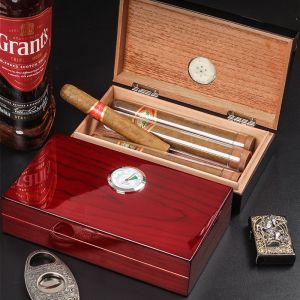 Rectangular Humidity Control Varnish Cigar Packaging Rigid Boxes With Customizat