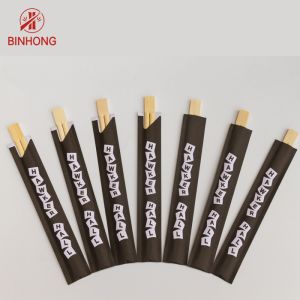 Disposable 21cm Bamboo Sushi Chopsticks With Paper Sleeve