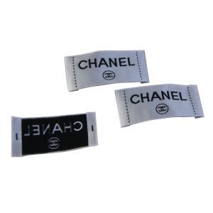 Recyclable Clothing Woven Labels White Black Satin Surface Crochet