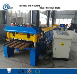 China Metal Trapezoidal Step Roof Tile Roof Roll Forming Machine on sale