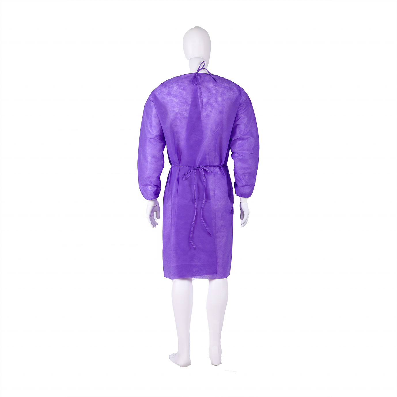 Round Neck Disposable Reinforced Surgical Gown Fluid Resistant Purple Isolation Gown