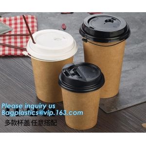 Custom logo printed disposable double wall hot bamboo coffee paper cup with lid