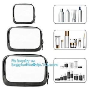 China cusotm logo rope handle clear pvc bag with zipper, handle transparent cosmetic bag, k Make Up Travel Bag, Organize on sale