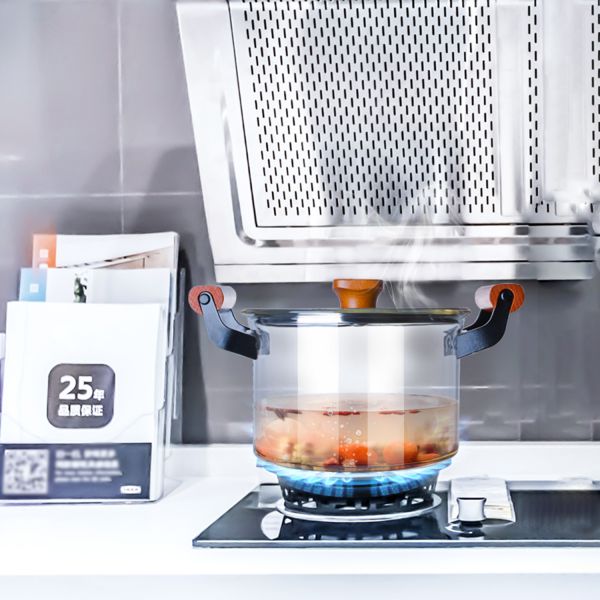 Double Ears 3L Clear High Borosilicate Glass Soup Pot