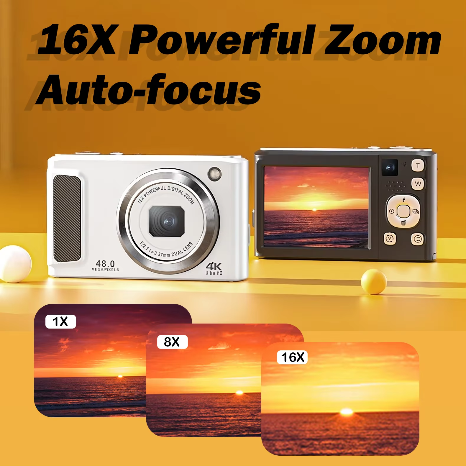 Retro Compact 4K Kids Digital Camera Video Recording Long Lasting Battery Optical Zoom