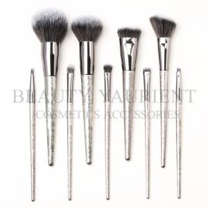 Private Design Basic Makeup Brush Set With Irregular Grains Plastic Handle