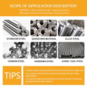 4 Flute Tungsten Carbide End Mill with nACo4 Coating and 35° Helix Angle for CNC