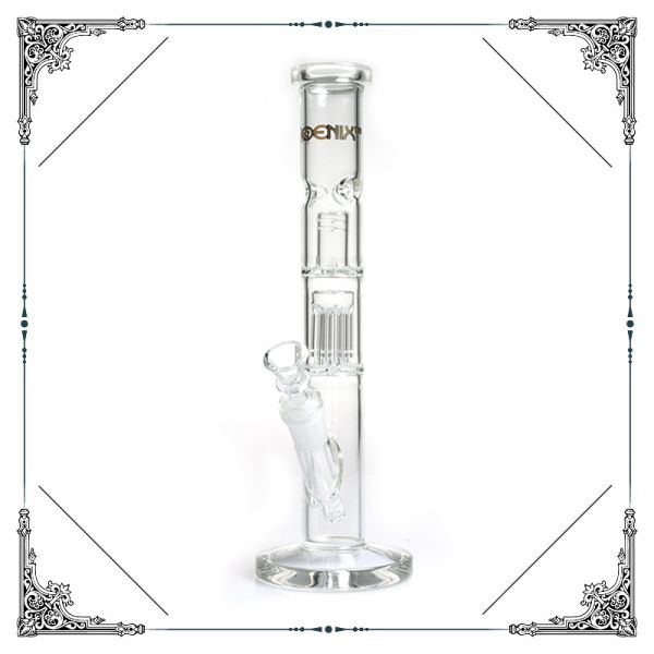 8 Arms Perc Glass Water Pipe With Splash Guard Straight Tube
