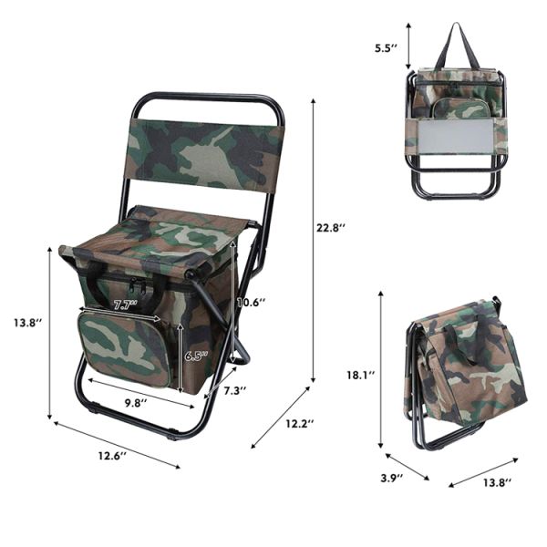 Lightweight Folding Backrest Stool Portable Camouflage Beach Seat Chair with Bag