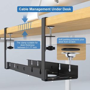 Storage Holders Racks Cable Management Tray with Multifunction Desk Cable