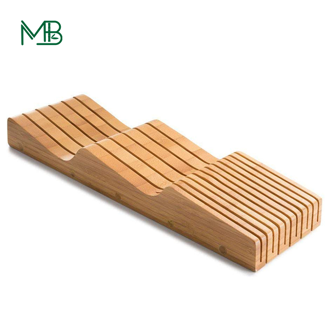 Natural Bamboo 15-Slot In Drawer Knife Block Organizer with Eco-Friendly Construction
