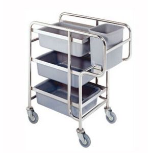 Customized Collapsible Bucket Stainless Steel Serving Cart With 3 Tier