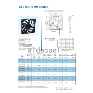 Original aidecoolr 80*80*10mm 3000/rpm black fan Single ball bearing fan axial