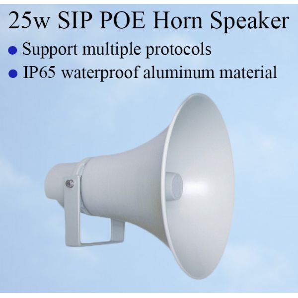 SIPH-25 IP65 Waterproof SIP POE Horn Speaker 25W Aluminum Material Outdoor Use