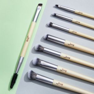 Jessup 8pcs Premium Synthetic Angled Concealer Blending Eyeshadow Duo Eyebrow