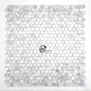 98*98MM Hexagon Hairline   SLIVER Metal Mosaic Ceramic Tile