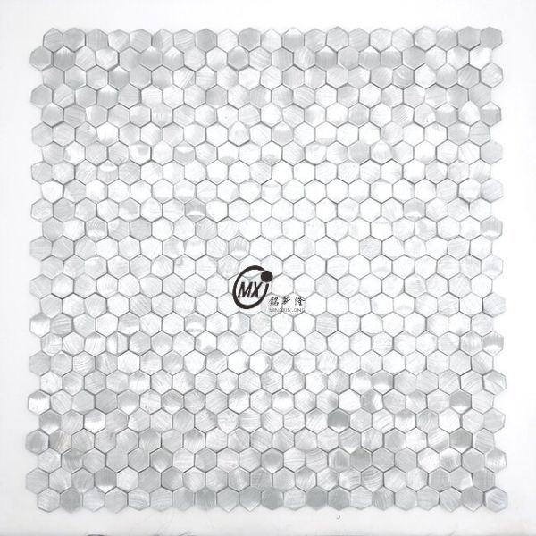 Buy 98*98MM Hexagon Hairline   SLIVER Metal Mosaic Ceramic Tile at wholesale prices