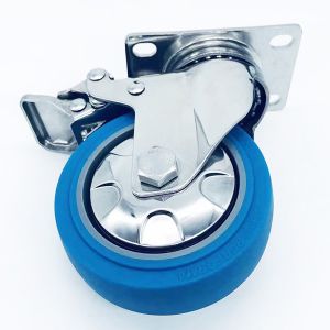 100mm Soft Rubber Stainless Lockable Caster Wheels