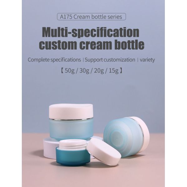 15g 20g 30g 50g Face Cream Blue Jar Matte PP Plastic Cream Jar With Golden Thread Lid