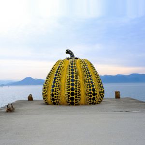 Modern Contemporary Colorful Outdoor Fiberglass Pumpkin Sculpture