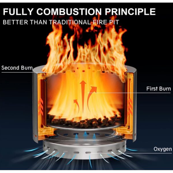 Smokeless Fire Pit for Camping Stocked and Ready to Ship Stainless Steel Wood Stove