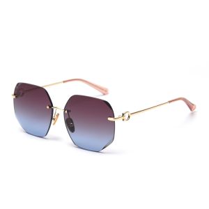 Frameless Sunglasses Gradient Sunglasses Women'S Metal Frame Polarized Vintage