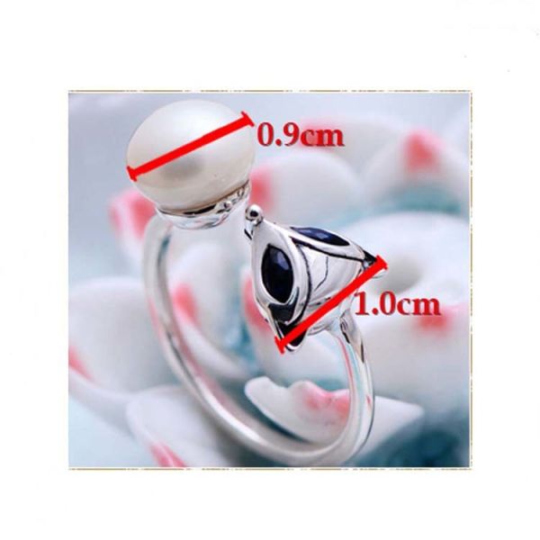 Fox Style Retro Vintage Silver Pearl Ring (057559)