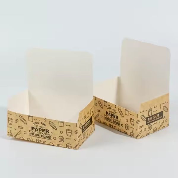 Paper Cardboard Customized Hamburger Food Delivery Box with Biodegradable Kraft