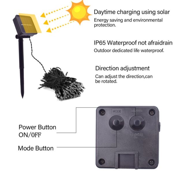 4.jpg Solar LED String Light 100LED 10m white warm white red green blue RGB