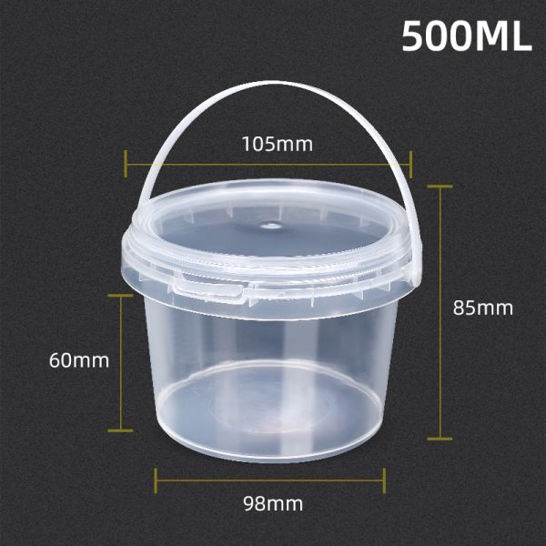 Transparent 500ML Food Grade Plastic Bucket with Lid Customized Pattern by UMETASS