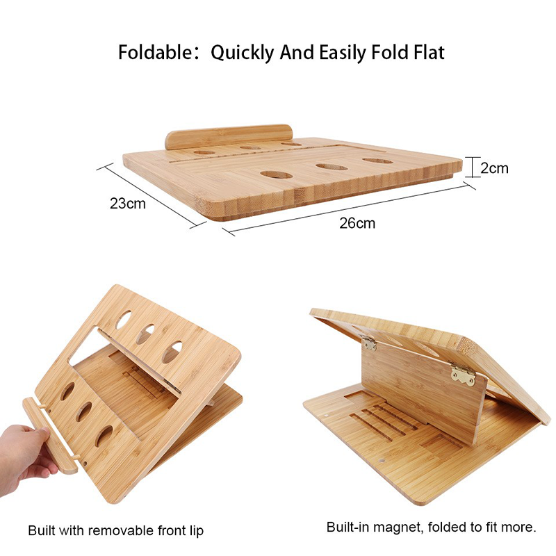 Affordable Sustainable Bamboo Foldable Laptop Holder for Desk Portable in Living Room