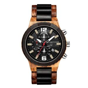 23cm Automatic Wood Watch Chronograph Luminous Waterproof Wood