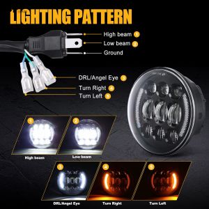 Experience Super Wide Night Driving 5.75 Inch LED Headlight with Halo DRL Turn
