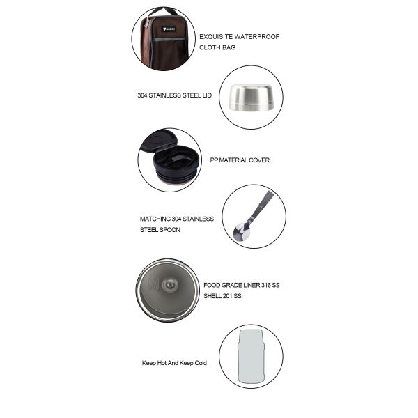 Double Wall Vacuum Insulated Food Container Pots Food Flask Warmer Thermos Food Jar Lunch Box 800ML