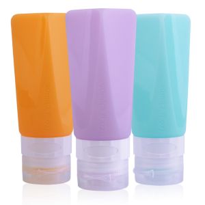 Toiletries Squeeze Silicone Travel Bottle Set Refillable Square Shape 90ml