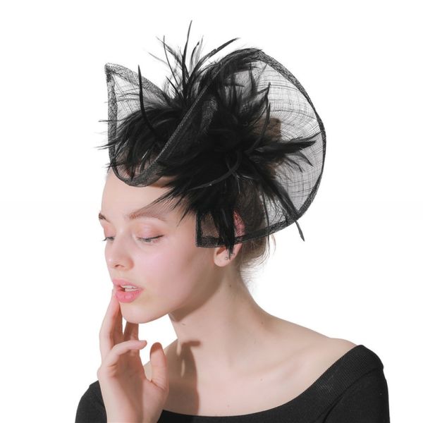 International Shipping Sinamay and Feather Fascinator Hat with Goose Feather
