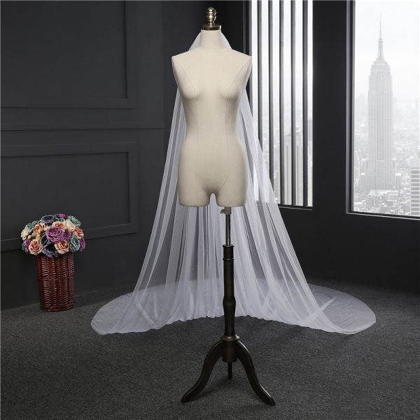 Beautiful Customized 3m*3m Wholesale Long Cathedral Tulle Bridal Wedding White Veil With Hair Comb