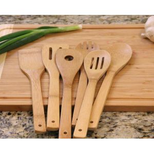 Professional Grade Bamboo Utensil Set Eco Friendly With Ergonomic Handle