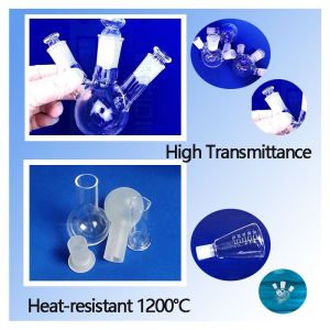 Custom Fused Silica Quartz Glass Flask With Joint