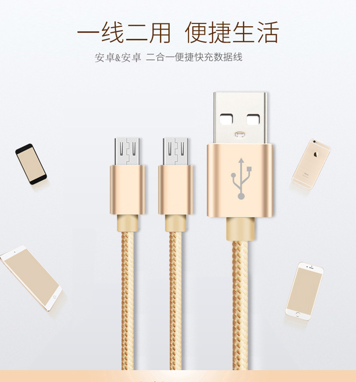 Usb 2.0 Micro Usb Data Cable , Android Charger Cable Metal Pet Nylon Braided For Samsung Phones