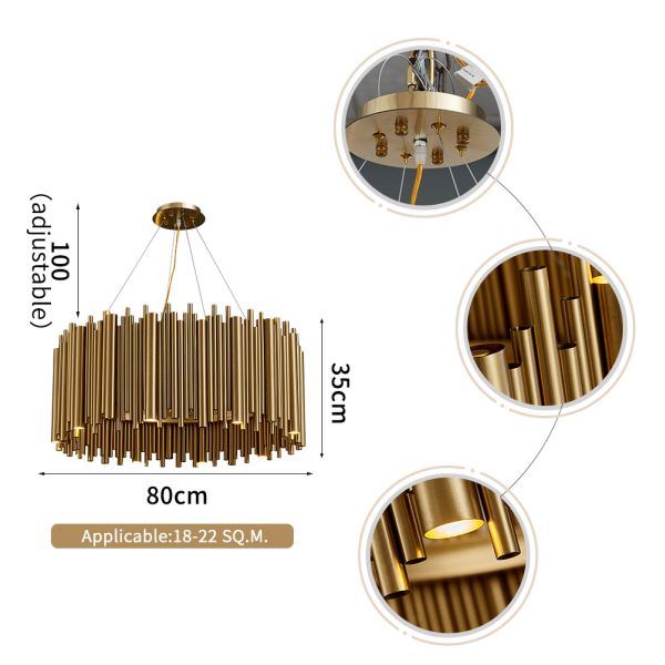Luxury Gold Chandelier For Living Room Modern LED Home Decor tube chandelier(WH-CY-166)