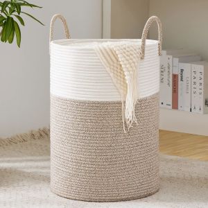 Woven Rope Laundry Hamper Basket, Tall Luandry Basket, Baby Nursery Hamper For
