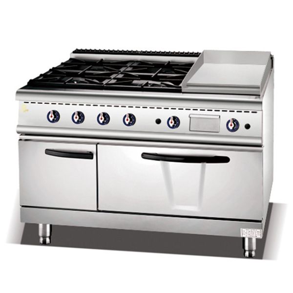 Buy Commercial Gas Restaurant Cooking Equipment 4-Burner Stove & Grill & Oven at wholesale prices