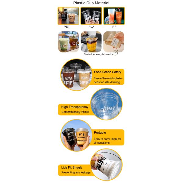 Custom Printed Bio 100% Compostable PLA Transparent Cup Disposable Smoothie Beverage Ice Coffee Cold Drink To Go Plastic Cup