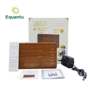 Azan Clock Islamic Wood Remote Control Quran Speaker Lamp