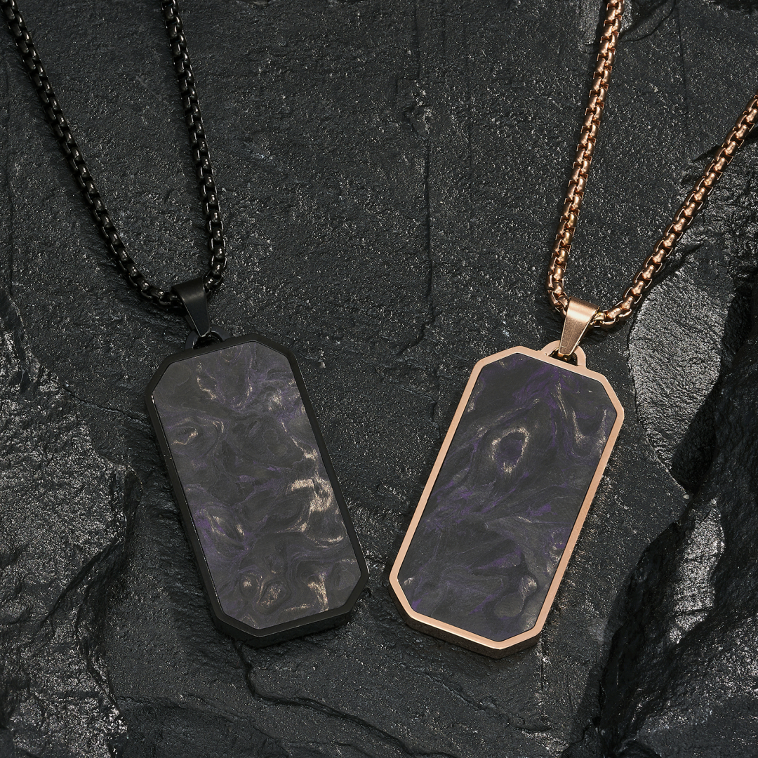 Black Men's Forged Carbon Fiber Pendant Chain Necklace Jewelry Accesories