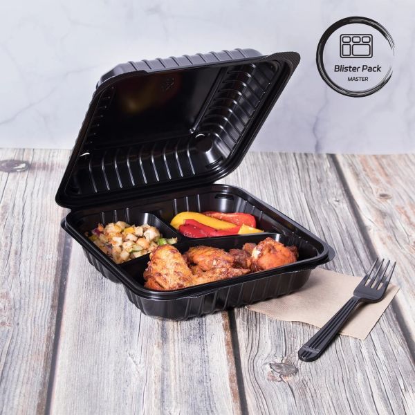 Buy PP Biodegradable Hinged Disposable Bento Box Containers Microwave Safe Disposable Meal Prep Containers at wholesale prices