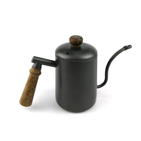 Buy Black Stainless Steel Coffee Pot Coffee Drip Kettle With Wooden Handle at wholesale prices